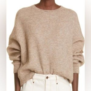 Oversize Metallic Rib Crewneck Sweater mohair wool